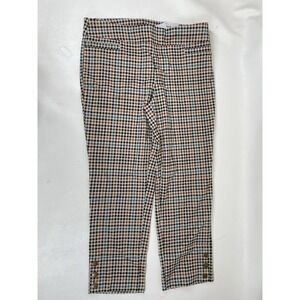 Croft And Barrow The Effortless Stretch Elastic Waist Pants Womens 14R Plaid NWT